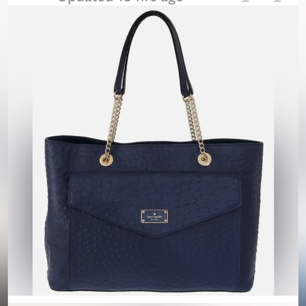 Like new! Kate Spade Blue Leather Halsey la vita Ostrich Handbag Totevag